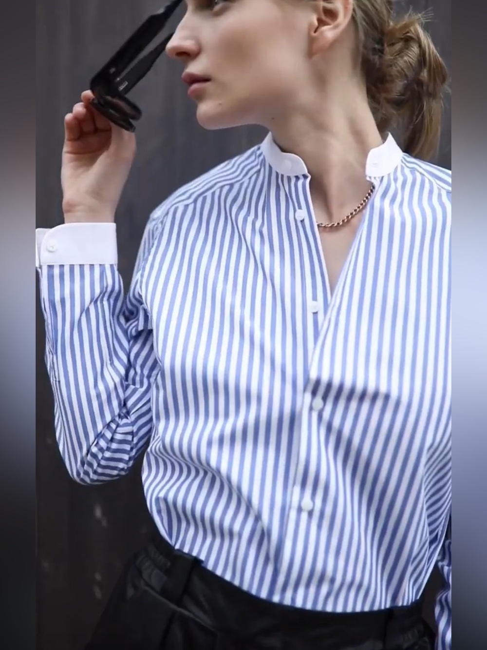 With Nothing Underneath The Girlfriend Striped Button Down
